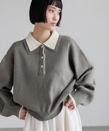 LOWRYS FARM | バイカラーポロニットロングスリーブ　636126(ニット/セーター)