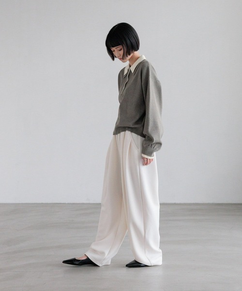 LOWRYS FARM（ローリーズファーム）の「バイカラーポロニットロングスリーブ　636126（ニット/セーター・レディース・グレー/ブラウン/ブラック・FREE）」の10枚目の写真