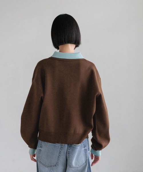 LOWRYS FARM（ローリーズファーム）の「バイカラーポロニットロングスリーブ　636126（ニット/セーター・レディース・グレー/ブラウン/ブラック・FREE）」の15枚目の写真
