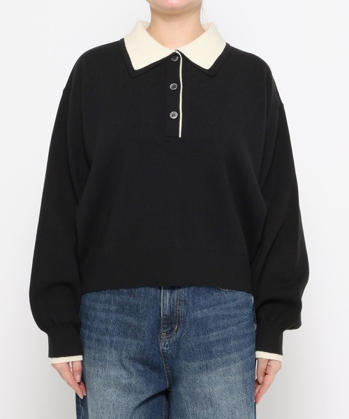 LOWRYS FARM（ローリーズファーム）の「バイカラーポロニットロングスリーブ　636126（ニット/セーター・レディース・グレー/ブラウン/ブラック・FREE）」の17枚目の写真