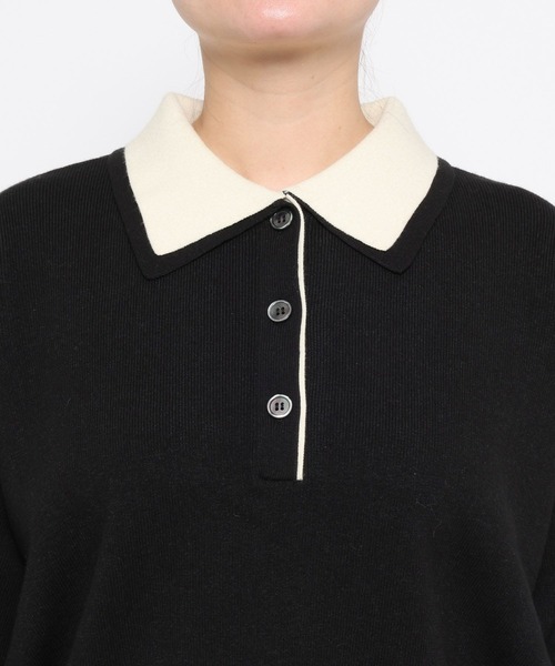 LOWRYS FARM（ローリーズファーム）の「バイカラーポロニットロングスリーブ　636126（ニット/セーター・レディース・グレー/ブラウン/ブラック・FREE）」の20枚目の写真