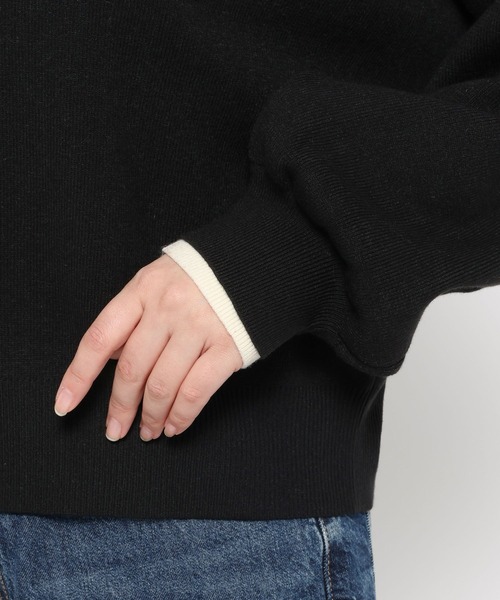 LOWRYS FARM（ローリーズファーム）の「バイカラーポロニットロングスリーブ　636126（ニット/セーター・レディース・グレー/ブラウン/ブラック・FREE）」の5枚目の写真