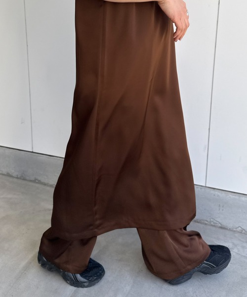 select MOCA by son（セレクトモカバイソン）の「ラウンドネックサテンロングワンピース【セットアップ対応】【by SON】（ワンピース・レディース・ブラウン/アイボリー/ブラック・MEDIUM/LARGE）」の20枚目の写真