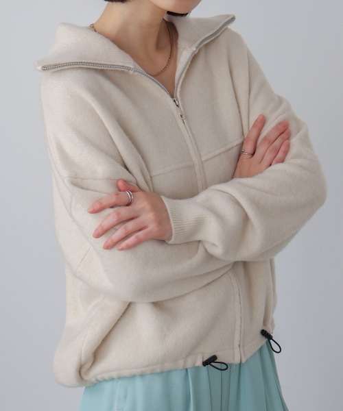 Bou Jeloud(ブージュルード)の「ニットライトジップアウター(その他アウター・レディース・グレー/アイボリー/チャコールグレー・FREE)」の4枚目の写真