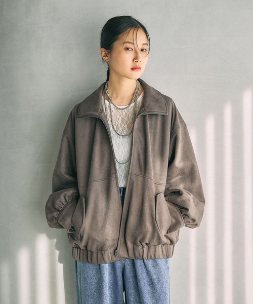 LEPSIM（レプシィム）の「フェイクスエードユルブルゾン　636607（ブルゾン・レディース・チャコールグレー/ライトベージュ/ブラック・FREE）」の3枚目の写真