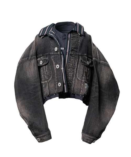 Maison MIHARA YASUHIRO(メゾンミハラヤスヒロ)の「Triple Layered Denim Jacket(ブルゾン・レディース・ブラック/インディゴブルー・36/38)」の1枚目の写真