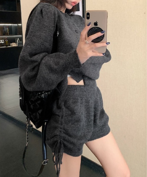 kirakiraShop(キラキラショップ)の「クルーネック ニット カーディガン セットアップ(ニット/セーター・レディース・グレー/ブラック・FREE)」の15枚目の写真
