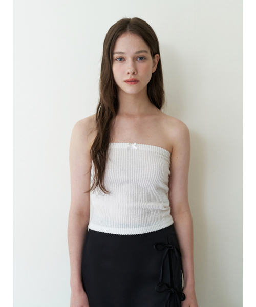 KINDABABY(カインダベイビー)の「baby ribbon tube top - white(その他トップス・レディース・ホワイト・FREE)」の4枚目の写真