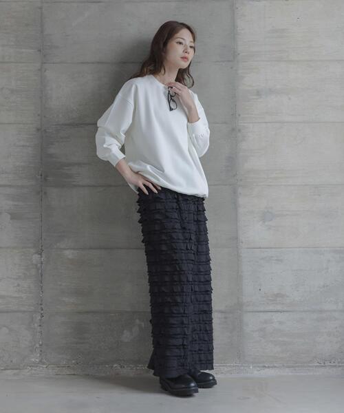 URBAN RESEARCH Sonny Label(アーバンリサーチサニーレーベル)の「カットジョーゼットドロストプルオーバー(Tシャツ/カットソー・レディース・グレー系その他/ブラック/オフホワイト・FREE)」の8枚目の写真