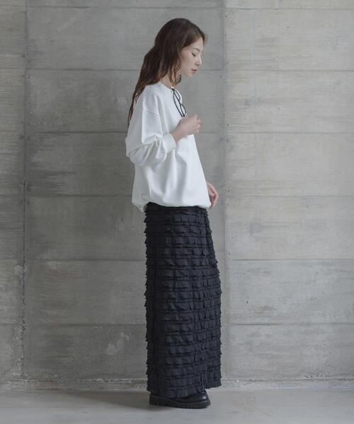 URBAN RESEARCH Sonny Label(アーバンリサーチサニーレーベル)の「カットジョーゼットドロストプルオーバー(Tシャツ/カットソー・レディース・グレー系その他/ブラック/オフホワイト・FREE)」の9枚目の写真