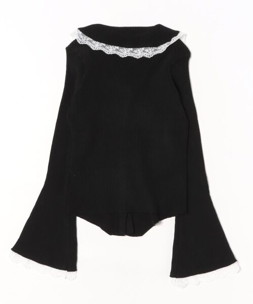 STAY MOTION（ステイモーション）の「【WEB限定】レースカラーフレアスリーブニットトップス［韓国ファッション ガーリー］≪新作≫（ニット/セーター・レディース・グレー/ブラック/イエロー・F）」の11枚目の写真