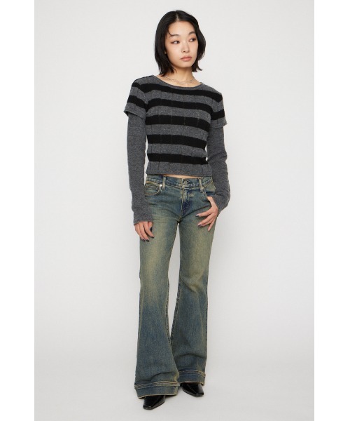 LAGUA GEM（ラグアジェム）の「LEDA LOW WAIST FLARE デニム（デニムパンツ・レディース・ブルー/ブラック・22inch/23inch/24inch/25inch/26inch）」の9枚目の写真