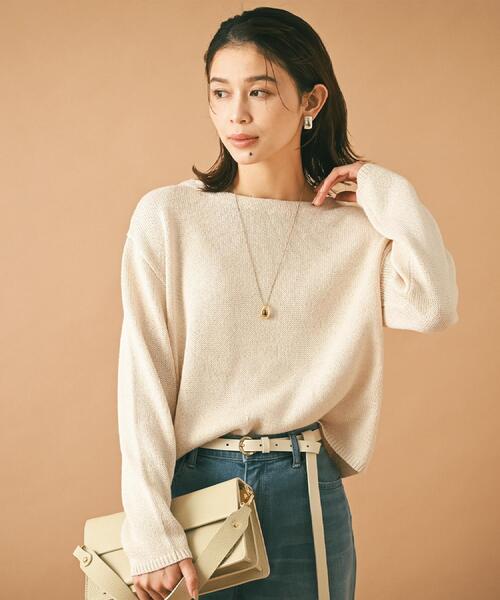 UNTITLED（アンタイトル）の「【洗える/光沢感】ファンシーヤーンニット（ニット/セーター・レディース・ナチュラル/ライトブルー/ライトグレー/ベビーピンク・00/04/44/48/02）」の2枚目の写真