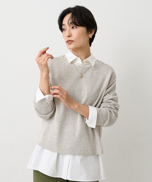 UNTITLED（アンタイトル）の「【洗える/光沢感】ファンシーヤーンニット（ニット/セーター・レディース・ナチュラル/ライトブルー/ライトグレー/ベビーピンク・00/04/44/48/02）」の22枚目の写真