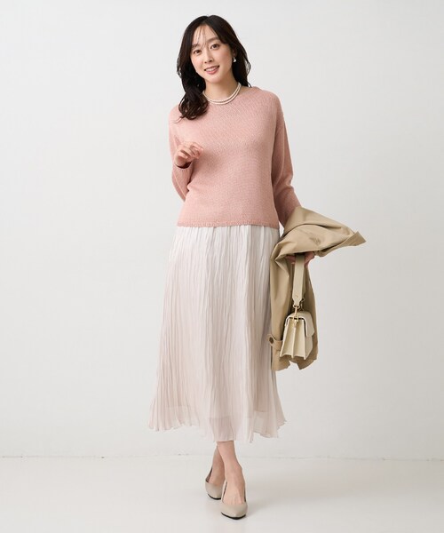 UNTITLED（アンタイトル）の「【洗える/光沢感】ファンシーヤーンニット（ニット/セーター・レディース・ナチュラル/ライトブルー/ライトグレー/ベビーピンク・00/04/44/48/02）」の12枚目の写真