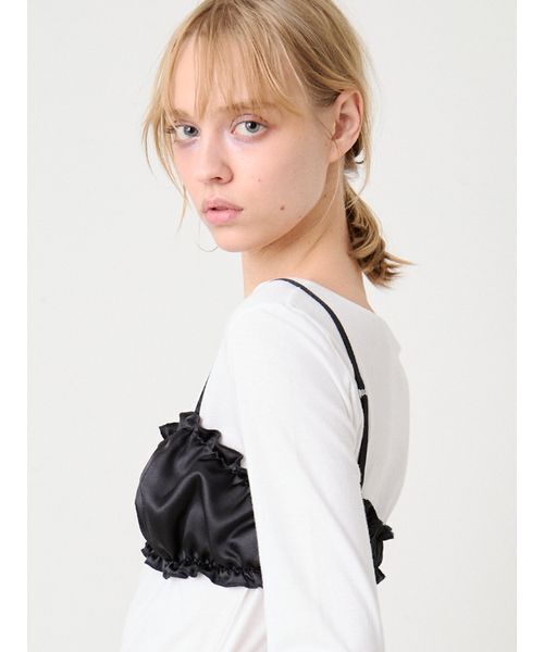 SORIN（ソリン　）の「Satin Gathered Bra Top/サテン ギャザーブラトップ（チューブトップ・レディース・ブラック/ライトピンク/ミント・38）」の6枚目の写真
