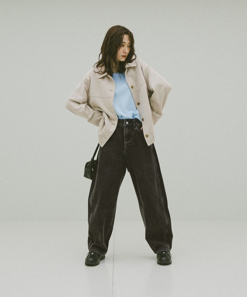 GLOBAL WORK(グローバルワーク)の「GOODデニムバレルパンツ/600980(デニムパンツ・レディース・ブラック/ネイビー/ブルー/サックスブルー・SMALL/X-SMALL/LARGE/MEDIUM)」の8枚目の写真