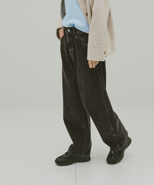 GLOBAL WORK(グローバルワーク)の「GOODデニムバレルパンツ/600980(デニムパンツ・レディース・ブラック/ネイビー/ブルー/サックスブルー・SMALL/X-SMALL/LARGE/MEDIUM)」の12枚目の写真