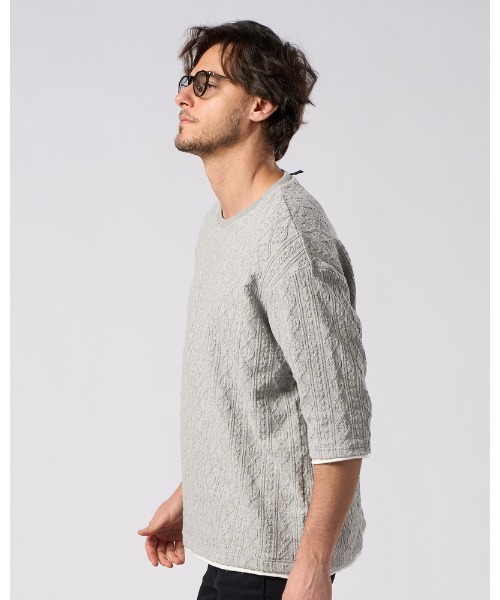 wjk(ダヴルジェイケイ)の「jacquard summer knit H/S(Tシャツ/カットソー・メンズ・ブラック/トップグレー/ネイビー・SMALL/MEDIUM/LARGE/X-LARGE)」の5枚目の写真