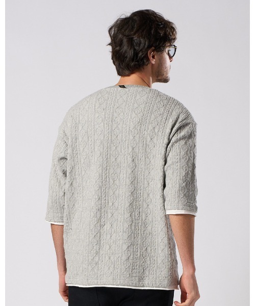 wjk(ダヴルジェイケイ)の「jacquard summer knit H/S(Tシャツ/カットソー・メンズ・ブラック/トップグレー/ネイビー・SMALL/MEDIUM/LARGE/X-LARGE)」の6枚目の写真