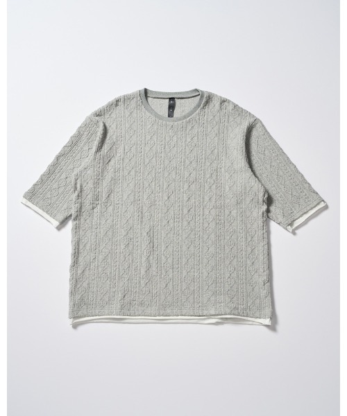 wjk(ダヴルジェイケイ)の「jacquard summer knit H/S(Tシャツ/カットソー・メンズ・ブラック/トップグレー/ネイビー・SMALL/MEDIUM/LARGE/X-LARGE)」の7枚目の写真