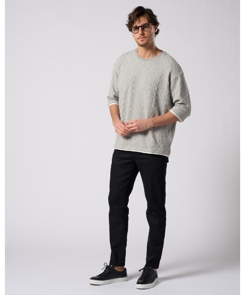 wjk(ダヴルジェイケイ)の「jacquard summer knit H/S(Tシャツ/カットソー・メンズ・ブラック/トップグレー/ネイビー・SMALL/MEDIUM/LARGE/X-LARGE)」の14枚目の写真