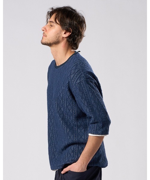 wjk(ダヴルジェイケイ)の「jacquard summer knit H/S(Tシャツ/カットソー・メンズ・ブラック/トップグレー/ネイビー・SMALL/MEDIUM/LARGE/X-LARGE)」の17枚目の写真