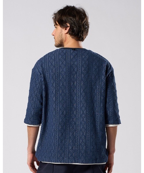 wjk(ダヴルジェイケイ)の「jacquard summer knit H/S(Tシャツ/カットソー・メンズ・ブラック/トップグレー/ネイビー・SMALL/MEDIUM/LARGE/X-LARGE)」の18枚目の写真