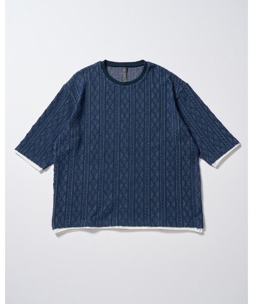 wjk(ダヴルジェイケイ)の「jacquard summer knit H/S(Tシャツ/カットソー・メンズ・ブラック/トップグレー/ネイビー・SMALL/MEDIUM/LARGE/X-LARGE)」の19枚目の写真