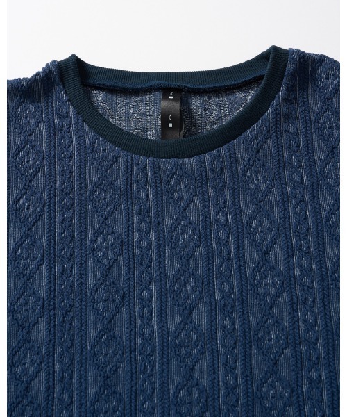 wjk(ダヴルジェイケイ)の「jacquard summer knit H/S(Tシャツ/カットソー・メンズ・ブラック/トップグレー/ネイビー・SMALL/MEDIUM/LARGE/X-LARGE)」の20枚目の写真
