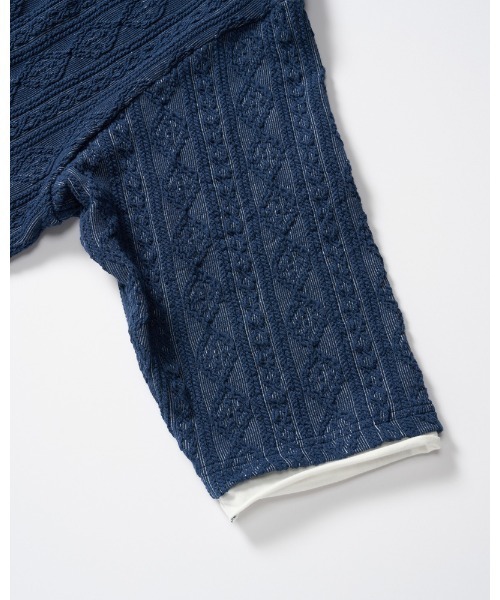 wjk(ダヴルジェイケイ)の「jacquard summer knit H/S(Tシャツ/カットソー・メンズ・ブラック/トップグレー/ネイビー・SMALL/MEDIUM/LARGE/X-LARGE)」の22枚目の写真