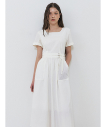 2-Way Sleeve Belted Dress, White
