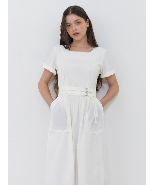 ETMON（エトモン）の「2-Way Sleeve Belted Dress, White（ワンピース・レディース・その他・S/M）」の4枚目の写真