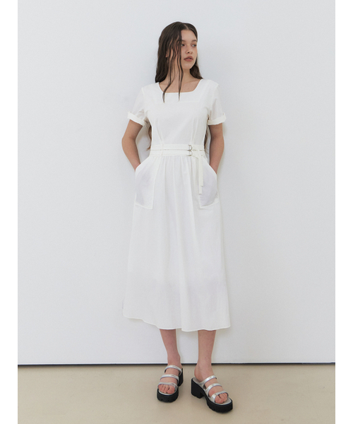 ETMON（エトモン）の「2-Way Sleeve Belted Dress, White（ワンピース・レディース・その他・S/M）」の5枚目の写真