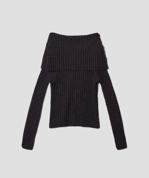TTUDEMENT(トュードメント)の「SHAWL RIBBED SWEATER CHARCOAL(ニット/セーター・レディース・その他・FREE)」の3枚目の写真