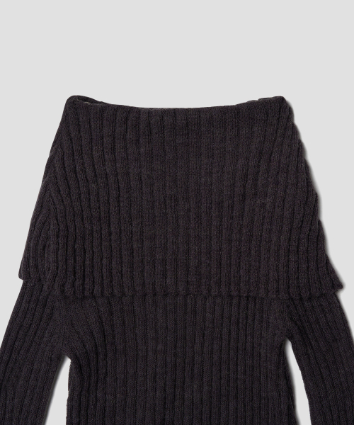 TTUDEMENT(トュードメント)の「SHAWL RIBBED SWEATER CHARCOAL(ニット/セーター・レディース・その他・FREE)」の4枚目の写真