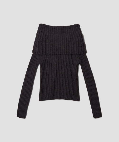 TTUDEMENT(トュードメント)の「SHAWL RIBBED SWEATER CHARCOAL(ニット/セーター・レディース・その他・FREE)」の6枚目の写真