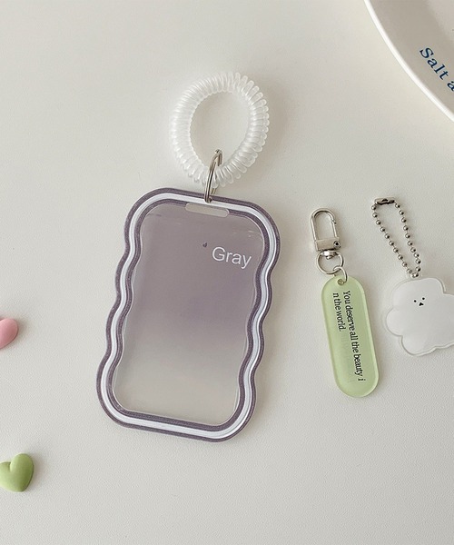 セール】クリアウェーブデザイントレカケース/パスケース/チャーム付き