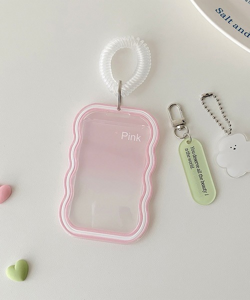 セール】クリアウェーブデザイントレカケース/パスケース/チャーム付き