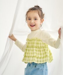 apres les cours | 【WEB限定】シアーチェックドッキングトップス_ジュニア対応(Tシャツ/カットソー)