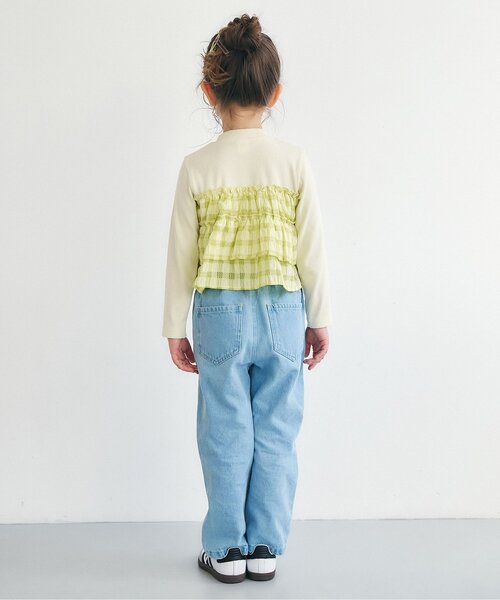 apres les cours（アプレレクール）の「【WEB限定】シアーチェックドッキングトップス_ジュニア対応（Tシャツ/カットソー・キッズ・ネイビー/オレンジ/クリーム/アイボリー・80/90/100/110/120/130/140）」の13枚目の写真