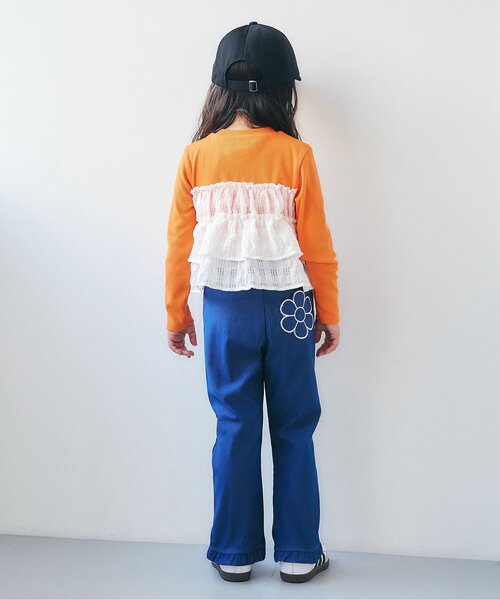 apres les cours（アプレレクール）の「【WEB限定】シアーチェックドッキングトップス_ジュニア対応（Tシャツ/カットソー・キッズ・ネイビー/オレンジ/クリーム/アイボリー・80/90/100/110/120/130/140）」の10枚目の写真