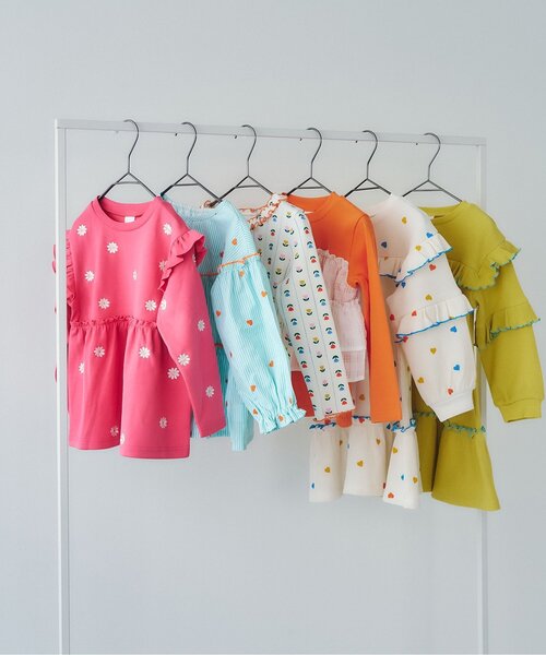 apres les cours（アプレレクール）の「【WEB限定】シアーチェックドッキングトップス_ジュニア対応（Tシャツ/カットソー・キッズ・ネイビー/オレンジ/クリーム/アイボリー・80/90/100/110/120/130/140）」の7枚目の写真