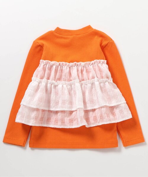 apres les cours（アプレレクール）の「【WEB限定】シアーチェックドッキングトップス_ジュニア対応（Tシャツ/カットソー・キッズ・ネイビー/オレンジ/クリーム/アイボリー・80/90/100/110/120/130/140）」の17枚目の写真