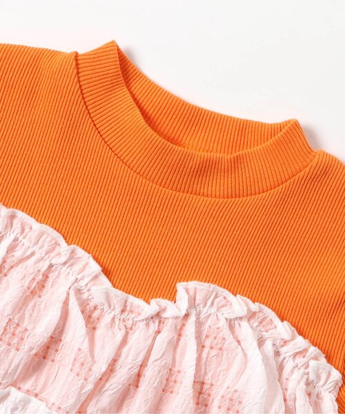 apres les cours（アプレレクール）の「【WEB限定】シアーチェックドッキングトップス_ジュニア対応（Tシャツ/カットソー・キッズ・ネイビー/オレンジ/クリーム/アイボリー・80/90/100/110/120/130/140）」の16枚目の写真