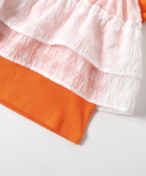 apres les cours（アプレレクール）の「【WEB限定】シアーチェックドッキングトップス_ジュニア対応（Tシャツ/カットソー・キッズ・ネイビー/オレンジ/クリーム/アイボリー・80/90/100/110/120/130/140）」の15枚目の写真