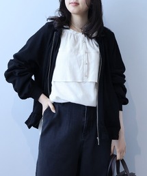 【L~5L 大きいサイズ】ふくれジャガードジップブルゾン