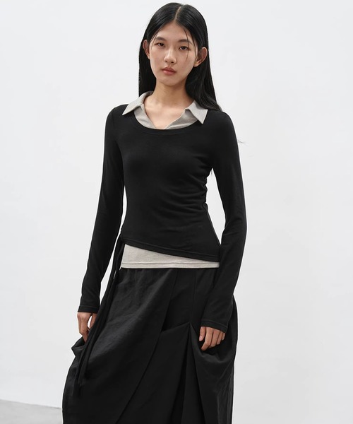 EIGHTHMONTH(エイスマンス)の「アシンメトリーレイヤードトップス EM26s019【EIGHTHMONTH】(Tシャツ/カットソー・レディース・ブラック/カーキ・S/M)」の18枚目の写真