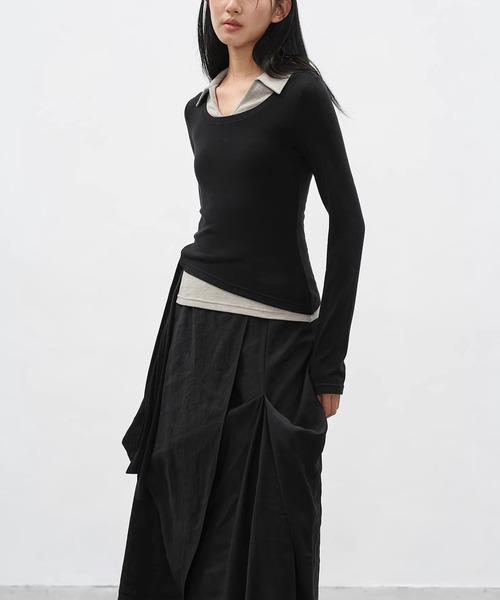 EIGHTHMONTH(エイスマンス)の「アシンメトリーレイヤードトップス EM26s019【EIGHTHMONTH】(Tシャツ/カットソー・レディース・ブラック/カーキ・S/M)」の20枚目の写真