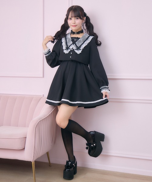 ROJITA(ロジータ)の「レイヤード配色セーラーワンピース(ワンピース・レディース・チェック/ブラック/ピンク・FREE)」の8枚目の写真